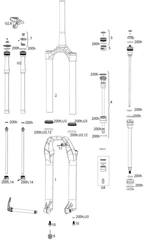 RockShox Pike RCT3/RCT/RC Spare Parts (B1-B2 / 2018-2019) - U1/universal