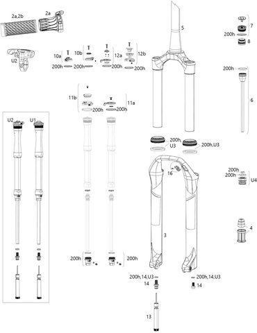 RockShox Piezas de repuesto SID 32 mm Select/Select+/Ultimate (B4 / 2020) - U3/universal