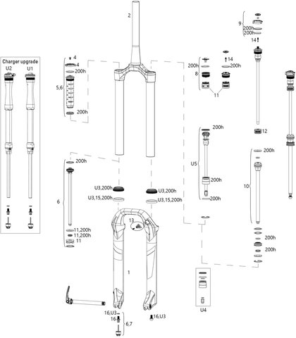 RockShox Pièces Détachées Yari (A1-B3 / 2016-2020) - U3/universal