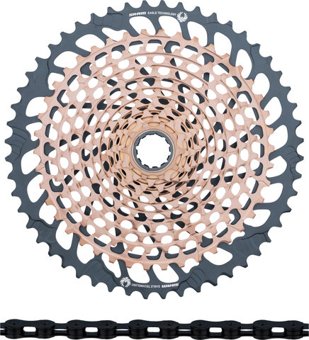 SRAM Kit d'Usure Cassette XX1 Eagle XG-1299 + Chaîne PC XX1 Eagle 12vit. - copper - XX1 black/126/10-52
