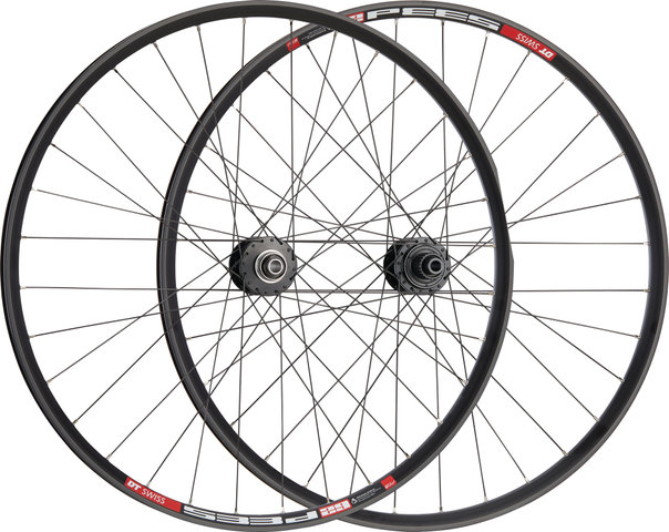 bc basic Juego de ruedas Urban Deore Disc Center Lock DT Swiss 533D 28" - negro/Juego de 28" (RD 15x100 Dynamo + RT 12x142) Shimano Micro Spline