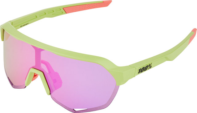 100% S2 Mirror Sportbrille Modell 2021 - washed out neon yellow/purple multilayer mirror
