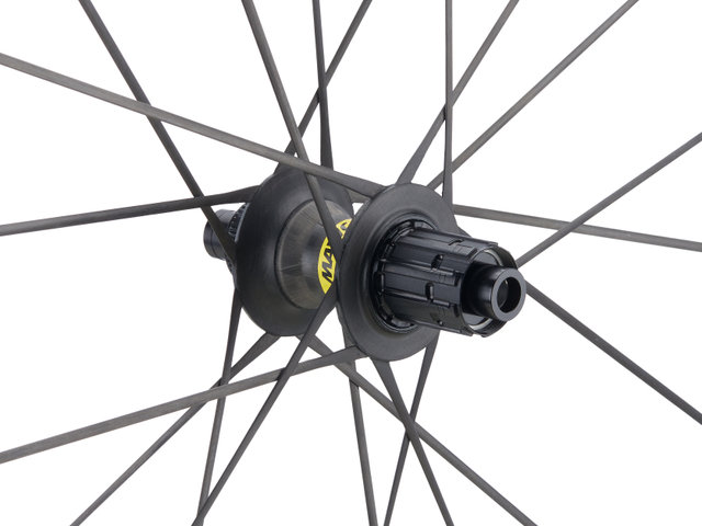 Mavic Cosmic Ultimate 45 Disc Center Lock 23 mm 28" Carbon Laufradsatz - schwarz/Shimano Road/100 mm/142 mm/28"