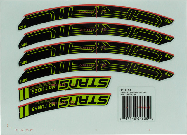 NoTubes Set d'Autocollants pour ZTR Grail MK3 - vert