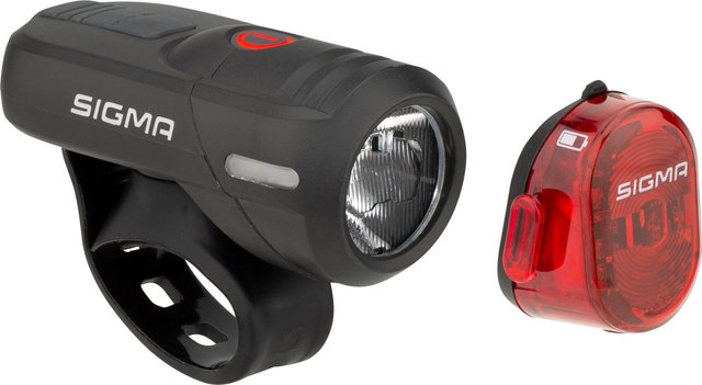Sigma Aura 45 Frontlicht + Nugget II Rücklicht LED Beleuchtungsset m. StVZO - schwarz