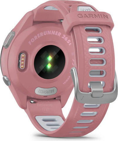 Garmin Forerunner 265S Smartwatch mit Schnellwechsel-Silikon-Armband 18 mm - altrosa-schwarz