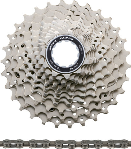Shimano 105 Kassette CS-R7000 + Kette CN-HG601 11-fach Verschleißset - silber/116/11-30