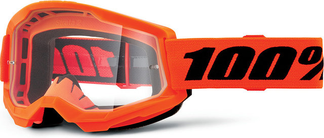 100% Strata 2 Goggle Clear Lens - neon orange | clear