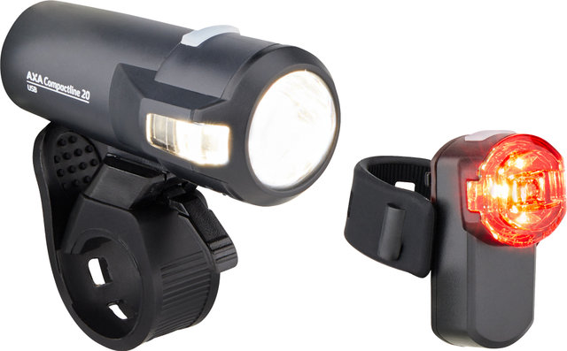 Axa Compactline 20 USB Front Light + Rear Light Set - StVZO approved - black/20 Lux