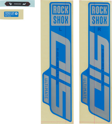 RockShox Set d'Autocollants pour SID Ultimate Modèle 2021 - gloss blue-gloss polar foil/universal