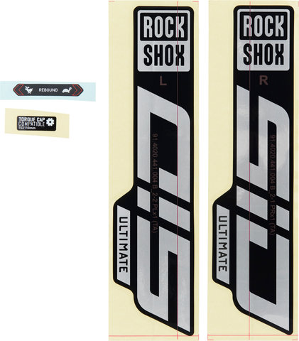 RockShox Sticker Set for SID Ultimate - 2021 Model - gloss black-gloss polar foil/universal