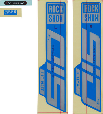 RockShox Aufklebersatz für SID SL Ultimate Modell 2021 - gloss blue-gloss polar foil/universal