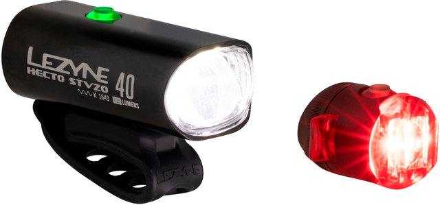 Lezyne Hecto Drive 40 front light + Femto rear light set -- StVZO approved - black/universal