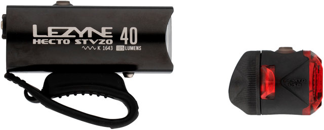 Lezyne Hecto Drive 40 Frontlicht + Femto Rücklicht Beleuchtungsset mit StVZO - schwarz/universal