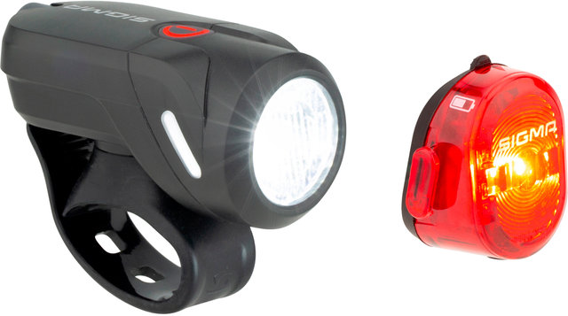 Aura 35 Frontlicht + Nugget II Rücklicht LED Beleuchtungsset m. StVZO - schwarz/35 Lux