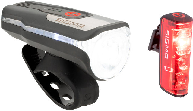 Aura 80 Frontlicht + Blaze Rücklicht mit Bremslicht LED Set mit StVZO - schwarz/80 Lux