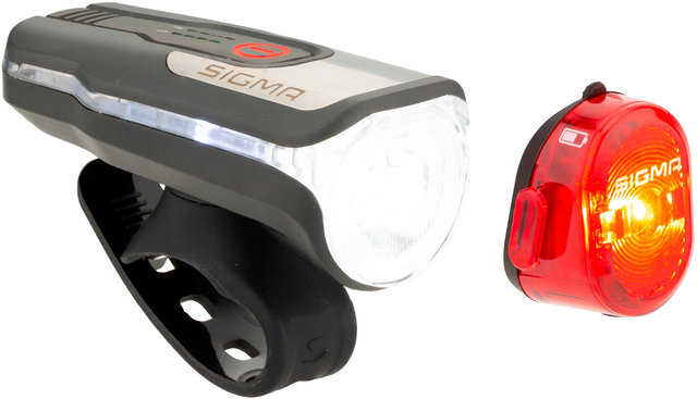Aura 80 Frontlicht + Nugget II Rücklicht LED Beleuchtungsset m. StVZO - schwarz/80 Lux