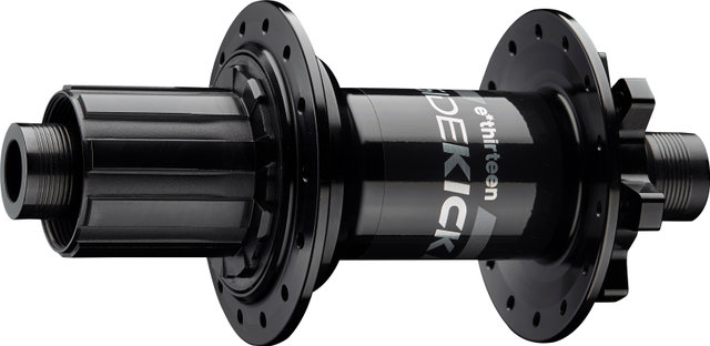e*thirteen Buje trasero de refuerzo de disco de 6 agujeros Sidekick - black | 28 | Shimano MTB | 12 mm Eje Pasante