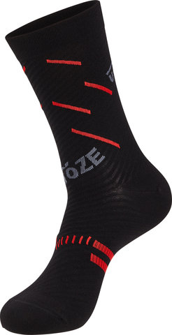 Merinowolle Socken - black-red/37-42,5