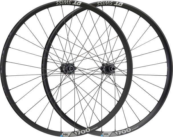 DT Swiss Juego de ruedas HX 1700 SPLINE 27,5" 30 Boost Disc 6 agujeros Hybrid - negro/Juego 27,5" (RD 15x110 Boost + RT 12x148 Boost) Shimano Micro Spline