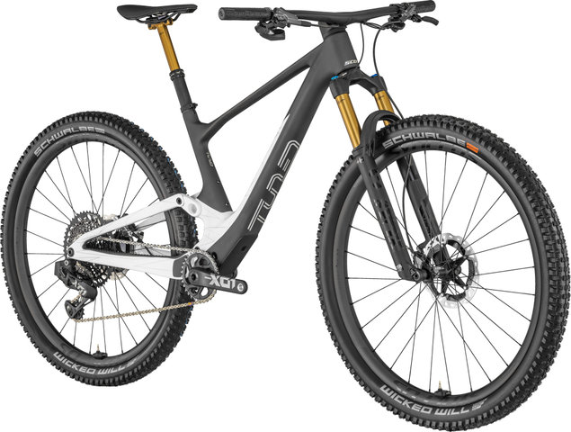 Scott Spark 900 Tuned AXS Carbon Mountain Bike - gloss white-matt raw carbon-rainbow silver/L