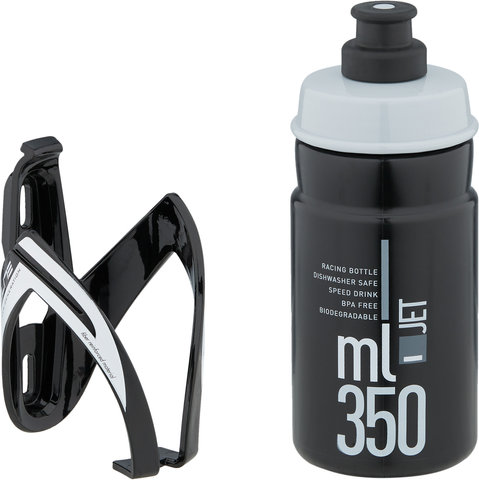 Ceo Bottle Cage with Jet 350 ml Drink Bottle - black-white/350 ml