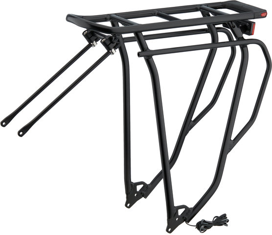 Racktime Gleamit 2.0 Tour Pannier Rack w/ Rear Light for Dynamo Lighting - black/28"-29"