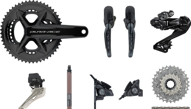 Shimano Dura-Ace Di2 R9250 Gruppe 2x12 mit Scheibenbremse - schwarz | 175,0 mm | 11-30 | Anlöt | 36-52