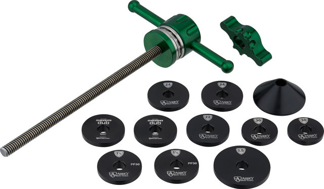 Abbey Bike Tools Herramienta de ejes de pedalier Modular Bearing Press c. palanca - green/universal