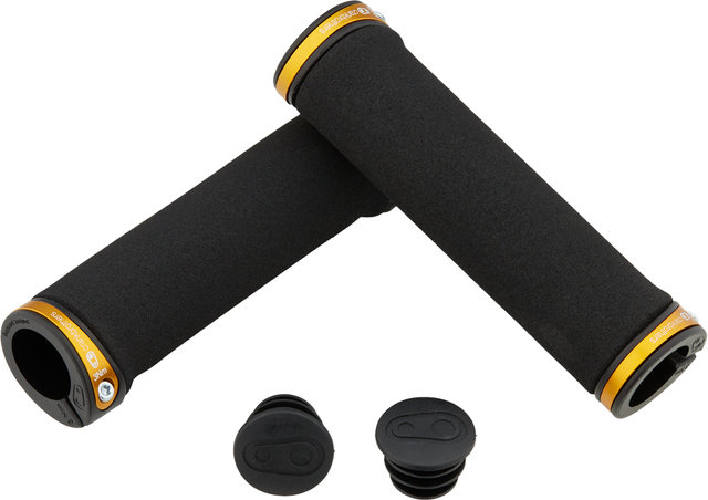 Puños de manillar Cobalt Lock On - negro-dorado/130 mm Puños de manillar Cobalt Lock On - negro-dorado/130 mm