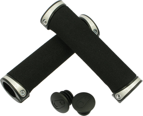 Puños de manillar Cobalt Lock On - negro-plata/130 mm Puños de manillar Cobalt Lock On - negro-plata/130 mm