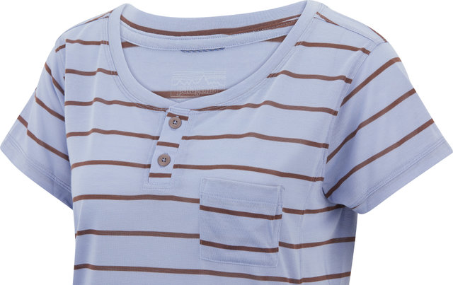 T-Shirt pour Dames Capilene Cool Trail Henley - furrow stripe-light current blue/M