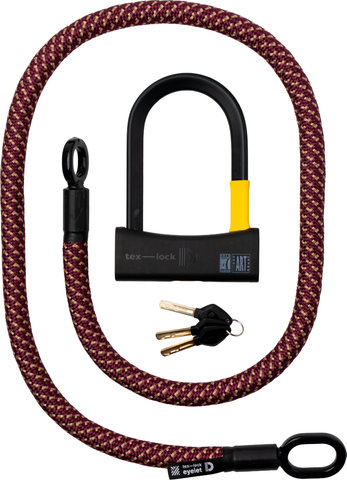 tex-lock Eyelet chain lock + D-lock shackle lock - chateau red