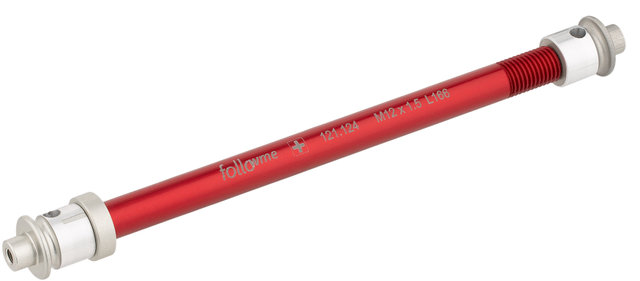 Steckachsenadapter 12 mm Aluminium - rot/12 mm, 1,5 mm, 166 mm