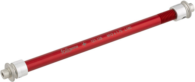 Steckachsenadapter 12 mm Aluminium - rot/12 mm, 1,75 mm, 180 mm