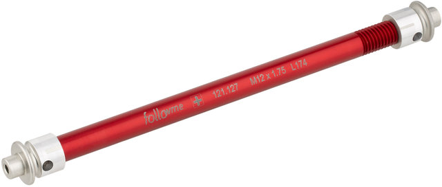 FollowMe Adaptador de eje pasante de 12 mm de aluminio - rojo/12 mm, 1,75 mm, 174 mm