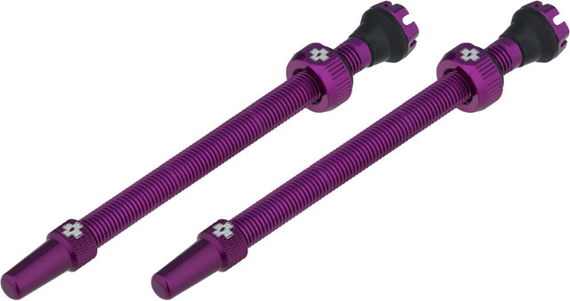 fits Road and Mountain 44mm Muc-Off Tubeless Valve Kit: Purple Pair 