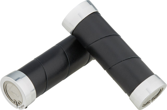 Slender Leather Handlebar Grips - black/100 mm