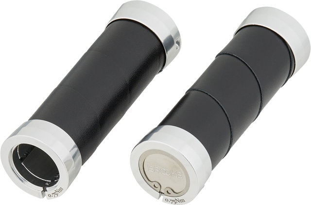 Slender Leather Handlebar Grips - black/100 mm