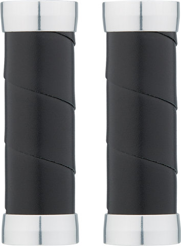 Slender Leather Handlebar Grips - black/100 mm