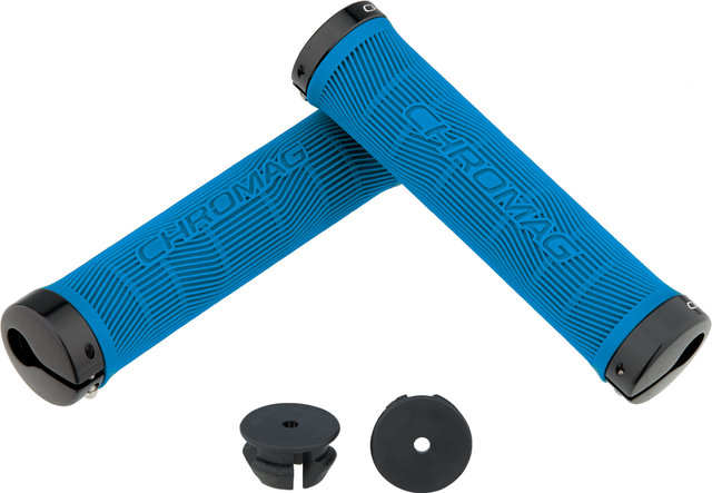 Chromag Poignées Palmskin Lock On - blue-black/142 mm