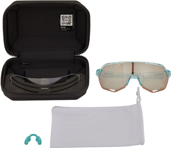 100% Lunettes de Sport S2 Hiper - polished translucent mint/hiper silver mirror