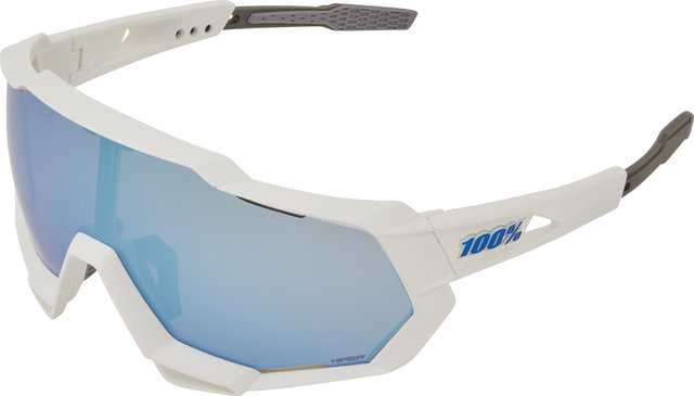 100% Speedtrap Hiper Sportbrille - matte white/hiper blue multilayer mirror