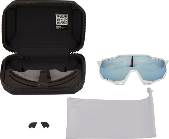 100% Speedtrap Hiper Sportbrille - matte white/hiper blue multilayer mirror