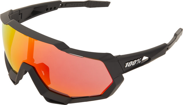 100% Lunettes de Sport Speedtrap Hiper - soft tact black/hiper red multilayer mirror