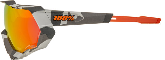 100% Speedtrap Hiper Sports Glasses - soft tact grey camo/hiper red multilayer mirror