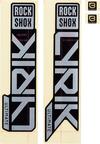 RockShox Set d'Autocollants Decal Kit pour Lyrik Ultimate àpd Modèle 2023 - gloss black-matte silver foil/universal