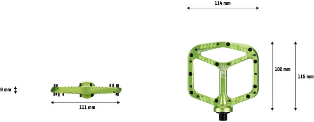 Aluminium Plattformpedale - green/universal