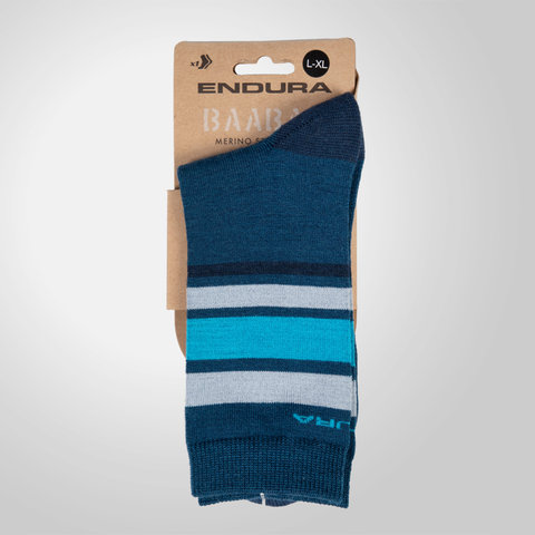 Endura Calcetines BaaBaa Merino a rayas - blueberry