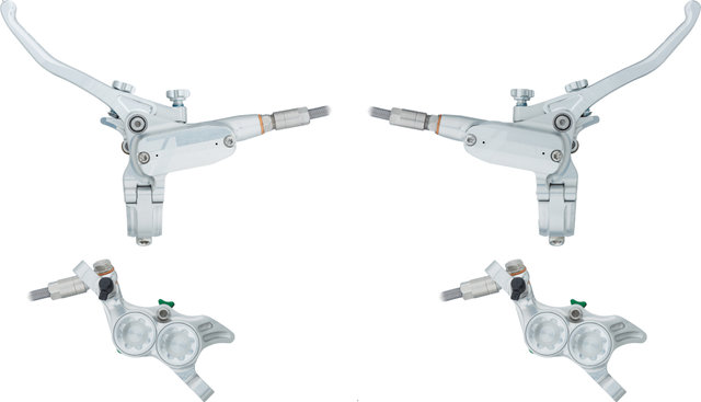 Hope Set de Freins à Disque av+arr Tech 4 E4 avec Conduite en Acier Flex - silver-silver/set (roue avant et arrière)